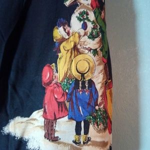 Vintage sz 8 Santa Christmas BlackBk grd Max Skirt